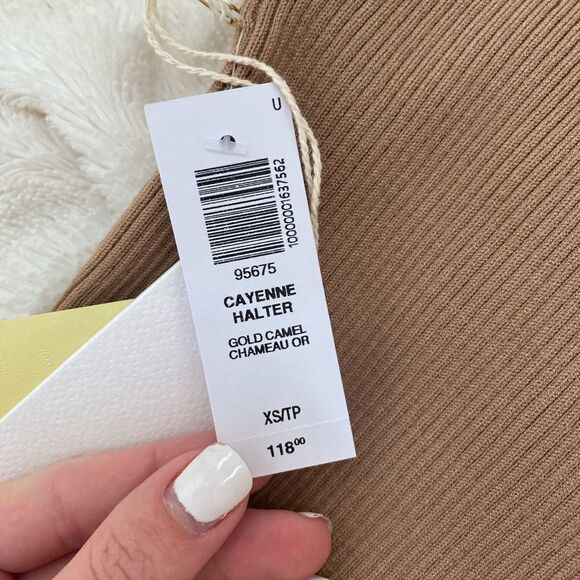 NWT Wilfred Cayenne halter dress Gold Camel - Picture 5 of 5